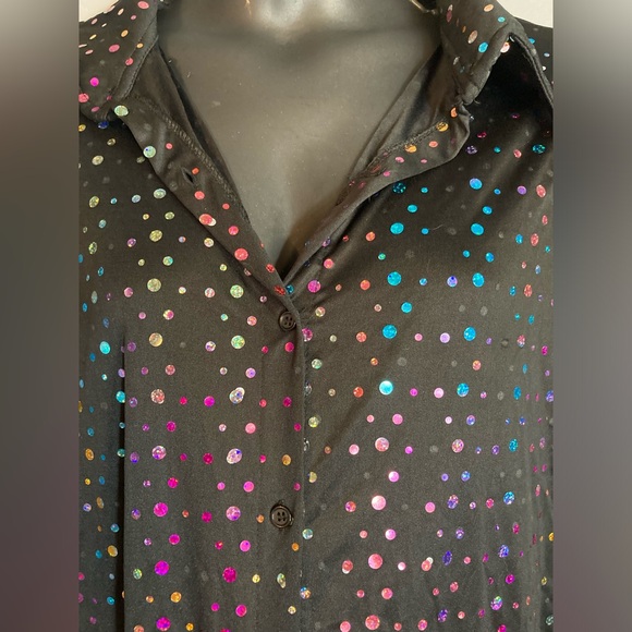 Dreamguy mens black rainbow sequin button up shirt - Picture 4 of 6